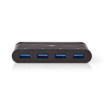 Nedis USB Multi-Port Adapter | USB 3.2 Gen 1 | USB-C- Hane | 4x USB-A | Nickelplaterad | Svart | Window Box med Euro Lock