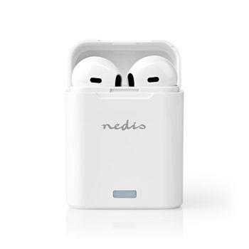Nedis Fullt Trådlösa hörlurar | Bluetooth® | Maximal batteritid: 2.5 hrs | Tryck på Kontroll | Batteri hölje | Inbygd mikrofon | Stöd för röststyrning | Vit