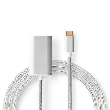 Nedis USB-C- Adapter | USB 3.2 Gen 1 | USB-C- Hane | HDMI- Hona | 4K@60Hz | Power delivery | 2.00 m | Rund | Guldplaterad | Flätad / Nylon | Silver | Kartong med täckt fönster