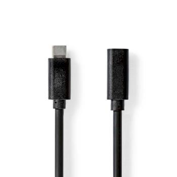 Nedis USB-kabel | USB 3.2 Gen 1 | USB-C- Hane | USB-C- Hona | 5 W | 5 Gbps | Nickelplaterad | 1.00 m | Rund | PVC | Svart | Kuvert