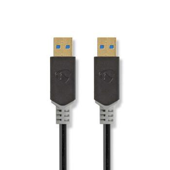 Nedis USB-kabel | USB 3.2 Gen 1 | USB-A Hane | USB-A Hane | 5 Gbps | Guldplaterad | 2.00 m | Rund | PVC | Antracit | Låda