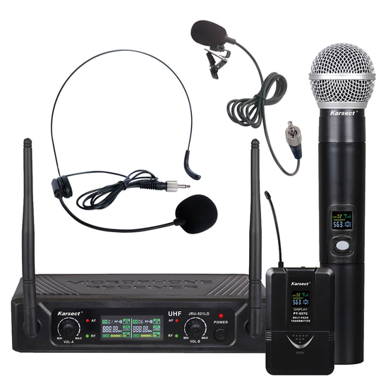 Karsect JRU-521LD/PT-527C/HT-527C trådlöst dubbel mikrofon-set
