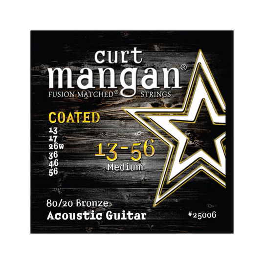 Curt Mangan 25006 Coated 80/20 Bronze western-gitarr-strängar, 013-056