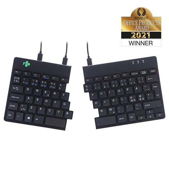 R-Go Split Break Ergonomic Keyboard, QWERTY (Nordic), Wired Black