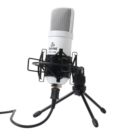 Devine Gaming och Podcast USB mikrofon, vit