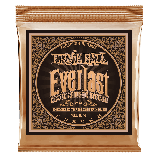 Ernie Ball Everlast Coated Fosfor Brons Gitarrsträngar, Akustiska Medium 013-056