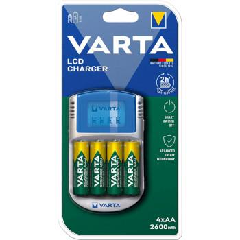 Varta NiMH Batteriladdare AA / AAA | 1.2 V DC | 4x AA/HR6 2600 mAh | Underhållsladdning | Euro / Typ-C (CEE 7/16) | Säkerhetsfunktioner: Minus Delta V / Överhettningsskydd / Säkerhetstimer | Batteritypsenergi: AA