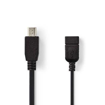 Nedis USB Mikro-B Adapter | USB 2.0 | Mini 5-Pin Hane | USB-A Hona | 480 Mbps | OTG | 0.20 m | Platt | Nickelplaterad | PVC | Svart | Plastpåse