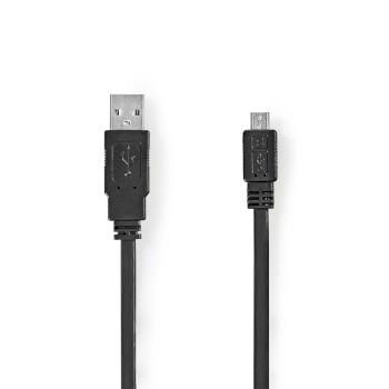 Nedis USB-kabel | USB 2.0 | USB-A Hane | USB Micro-B Hane | 480 Mbps | Nickelplaterad | 1.00 m | Platt | PVC | Svart | Plastpåse
