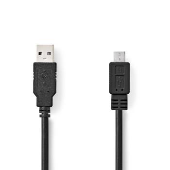 Nedis USB-kabel | USB 2.0 | USB-A Hane | USB Micro-B Hane | 480 Mbps | Nickelplaterad | 2.00 m | Rund | PVC | Svart | Låda