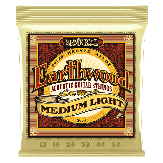 Ernie Ball Earthwood Brons Gitarrsträngar, akustiska Medium Light 012-054