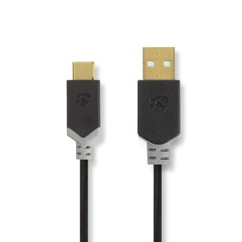 Nedis USB-kabel | USB 2.0 | USB-A Hane | USB-C- Hane | 60 W | 480 Mbps | Guldplaterad | 1.00 m | Rund | PVC | Antracit | Kartong med fönster