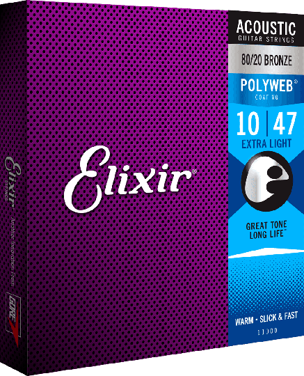 Elixir Polyweb Bronze 80/20 gitarrsträngar (Extra Light 10-47)