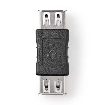 Nedis USB-A Adapter | USB 2.0 | USB-A Hona | USB-A Hona | 480 Mbps | Nickelplaterad | PVC | Svart | Låda