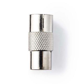 Nedis Satellite & Antenn Adapter | IEC (Koax) Hane | IEC (Koax) Hona | Nickelplaterad | 75 Ohm | Rak | Metall | Silver | 1 st. | Blister