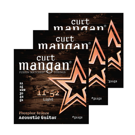 Curt Mangan 31152 Phosphor Bronze western-gitarrsträngar 011-052, 3-pack
