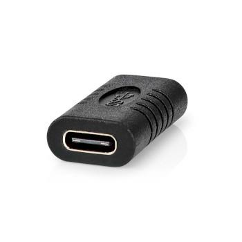 Nedis USB-C- Adapter | USB 3.2 Gen 2 | USB-C- Hona | USB-C- Hona | 4K@60Hz | 10 Gbps | Nickelplaterad | Svart | Kuvert