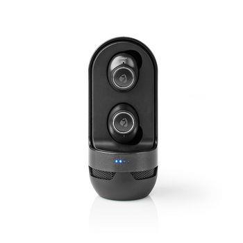 Nedis Fullt Trådlösa hörlurar | Bluetooth® | Maximal batteritid: 4 hrs | Tryck på Kontroll | Batteri hölje | Inbygd mikrofon | Stöd för röststyrning | Högtalarfunktion | Silver / Svart