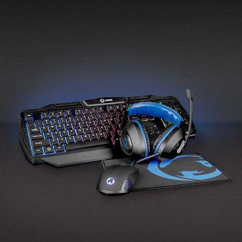 Nedis Gaming Combo Kit | 4-i-1 | Tangentbord, headset, mus och musmatta | Blå / Svart | QWERTY | IT Layout