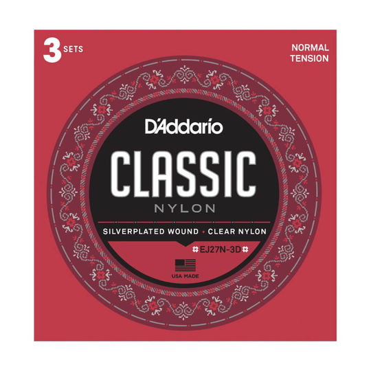 D'Addario EJ27N-3D spansk gitarr-strängar, normal tension (3 set)