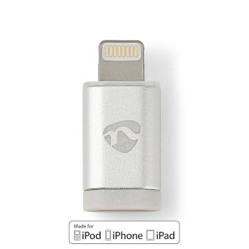Nedis Lightning Adapter | Apple Lightning, 8-stifts | USB Micro-B Hona | Guldplaterad | Aluminium