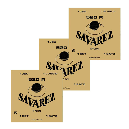 Savarez 520R spanska gitarr-strängar, röd, 3 Pack