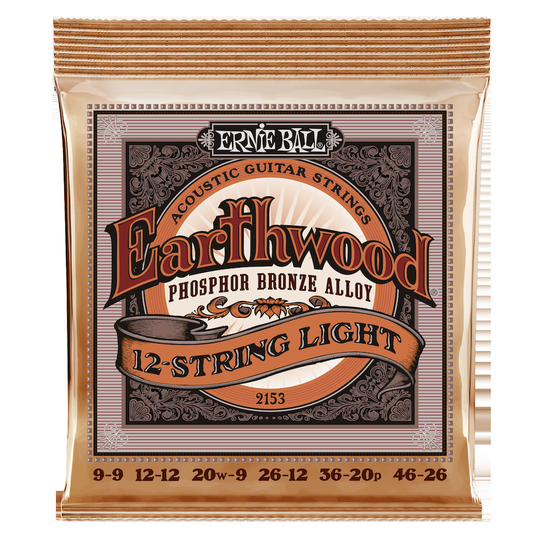 Ernie Ball Earthwood Phosphor Bronze Gitarrsträngar, akustiska 12 String Light 009-046