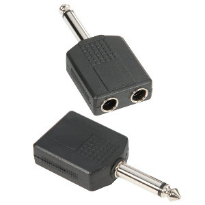 Adapter Ljudkontakt 2 x 6,3 mm monojack hona till 6,3 mm monojack