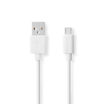 Nedis USB-kabel | USB 2.0 | USB-A Hane | USB Micro-B Hane | 480 Mbps | Nickelplaterad | 1.00 m | Rund | PVC | Vit | Låda