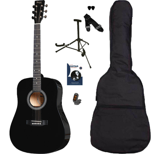 Sant Guitars AC-84L BK vänsterhänt´stålsträngad gitarr, svart, paketlösning