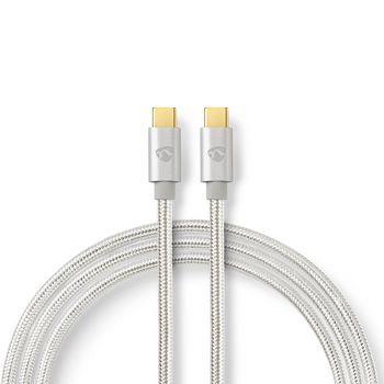 Nedis USB-kabel | USB 3.2 Gen 2 | USB-C- Hane | USB-C- Hane | 100 W | 4K@60Hz | 10 Gbps | Guldplaterad | 1.00 m | Rund | Flätad / Nylon | Aluminium | Kartong med täckt fönster