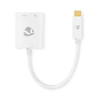 Nedis USB Multi-Port Adapter | USB 3.1 | USB-C- Hane | USB-C- Hona / 3.5 mm Hona | 0.15 m | Rund | Nickelplaterad | PVC | Vit | Kartong med fönster