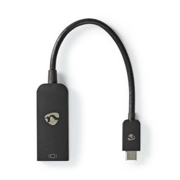 Nedis USB-C- Adapter | USB 3.2 Gen 1 | USB-C- Hane | DisplayPort Hona | 8K@60Hz | 0.20 m | Rund | Nickelplaterad | PVC | Svart | Plastpåse