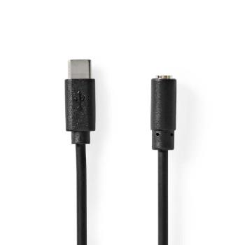Nedis USB-C- Adapter | USB 2.0 | USB-C- Hane | 3.5 mm Hona | 1.00 m | Rund | Nickelplaterad | PVC | Svart | Låda