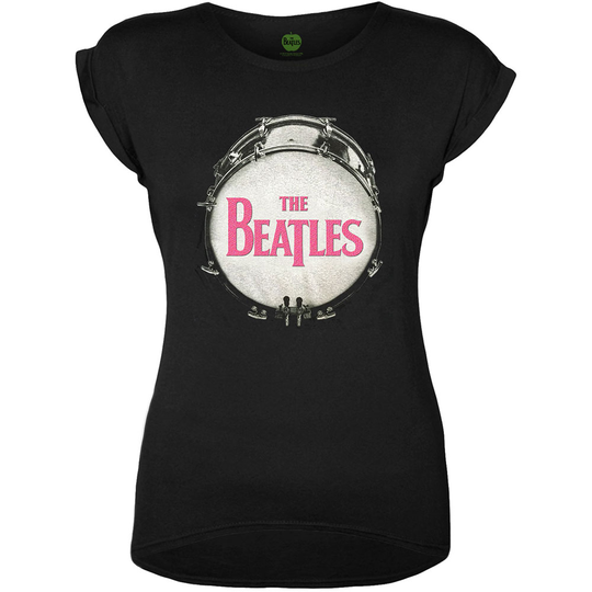 The Beatles: Ladies T-Shirt/Drum (Glitter Print) (Small)