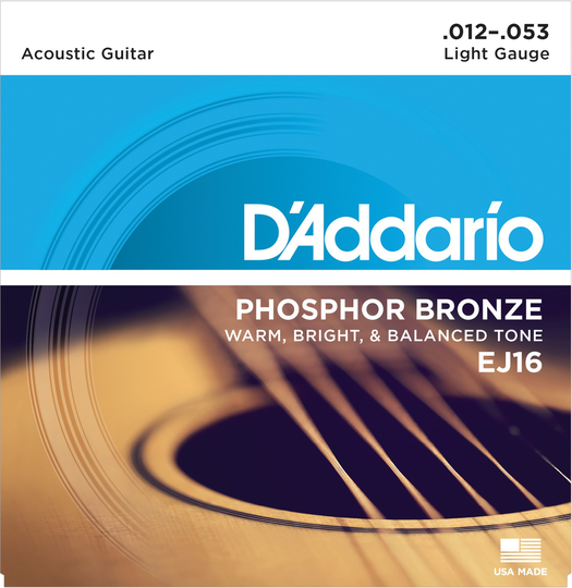 Daddario EJ16 Phosphor Bronze Gitarrsträngar (Light 12-53)