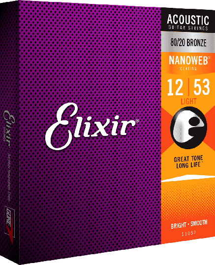 Elixir Nanoweb Bronze 80/20 gitarrsträngar (Light 12-53)