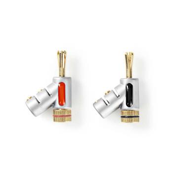 Nedis Banana Connector | Rak | Hane | Guldplaterad | Skruva | Kabel input diameter: 7.4 mm | Zinc Alloy | Silver | 2 st. | Låda