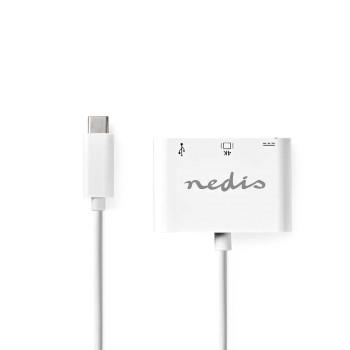 Nedis USB Multi-Port Adapter | USB 3.2 Gen 1 | USB-C- Hane | HDMI- Utgång / USB-A Hona / USB-C- Hona | 5 Gbps | 0.20 m | Rund | Nickelplaterad | PVC | Vit | Plastpåse