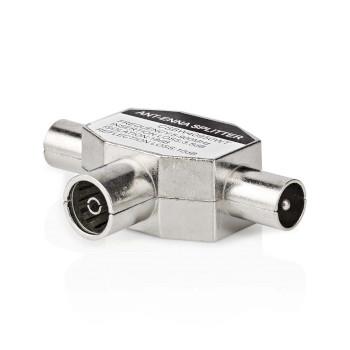 Nedis Satellite & Antenn Adapter | 2x Coax Hane | IEC (Koax) Hona | Nickelplaterad | 75 Ohm | T-Splitter | Metall | Vit | 1 st. | Låda