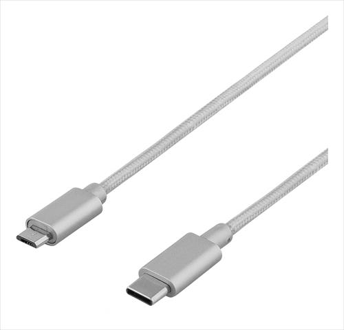 USB-kabel USB 2.0 Typ C hane -> MicroB hane, 1m, silver