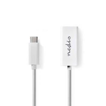 Nedis USB-nätverkskort | USB 3.2 Gen 1 | 1000 Mbps | USB-C- Hane | RJ45 Hona | 0.20 m | Rund | Nickelplaterad | Förtent Koppar | Vit | Låda