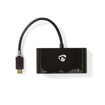 Nedis USB Multi-Port Adapter | USB 3.2 Gen 1 | USB-C- Hane | USB-A Hona / USB-C- Hona / VGA hona 15p | 0.20 m | Rund | Guldplaterad | PVC | Antracit | Kartong med fönster
