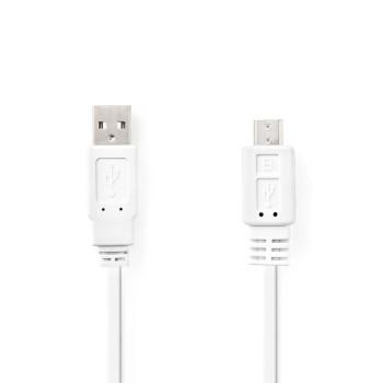 Nedis USB-kabel | USB 2.0 | USB-A Hane | USB Micro-B Hane | 480 Mbps | Nickelplaterad | 1.00 m | Platt | PVC | Vit | Plastpåse