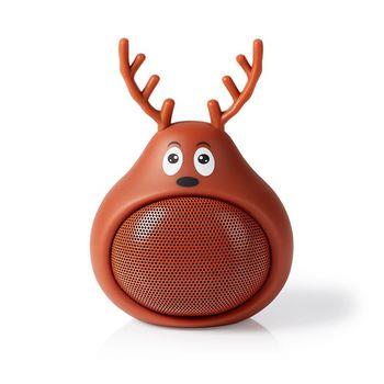 Nedis Bluetooth® Högtalare | Maximal batteritid: 3 hrs | Handhållen design | 9 W | Mono | Inbygd mikrofon | Synkroniseringsbar | Animaticks Rudy Reindeer | Brun