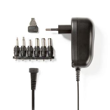 Nedis Universal nätadapter | 12 W | 3 - 12 V DC | 1.80 m | 1.0 A A | 6 plug(s) | Svart