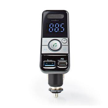 Nedis Bil FM-sändare | Tiltbar | Trådlösa samtal | 1.1 " | LED Skärm | Bluetooth® | PD 18 W / 5.0 V DC / 1.0 A | Snabbladdning | Google Assistant / Siri | Grå / Svart