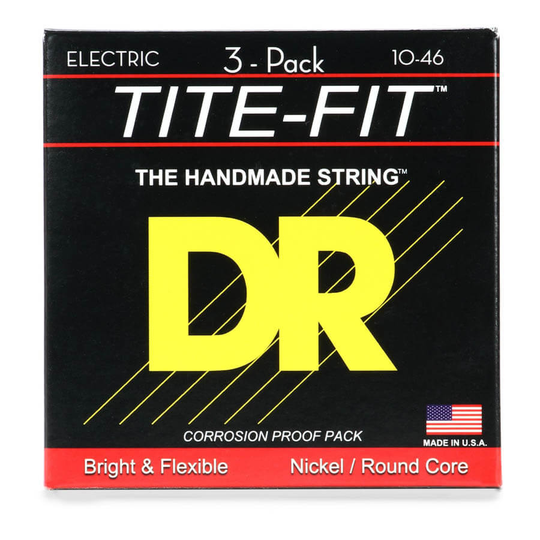 DR Strings MT-10-3PK Tite-fit el-gitarrsträngar, 010-046, 3-pack