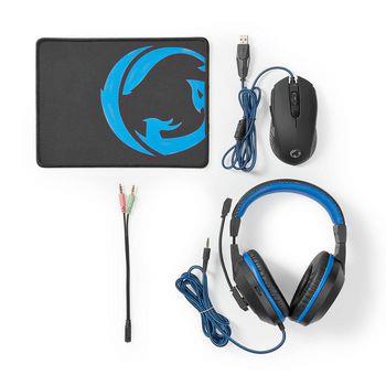 Nedis Gaming Combo Kit | 3-i-1 | Headset, mus och musmatta | Blå / Svart