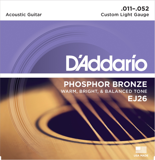 Daddario EJ26 Phosphor Bronze Gitarrsträng (Custom Light 11-52)